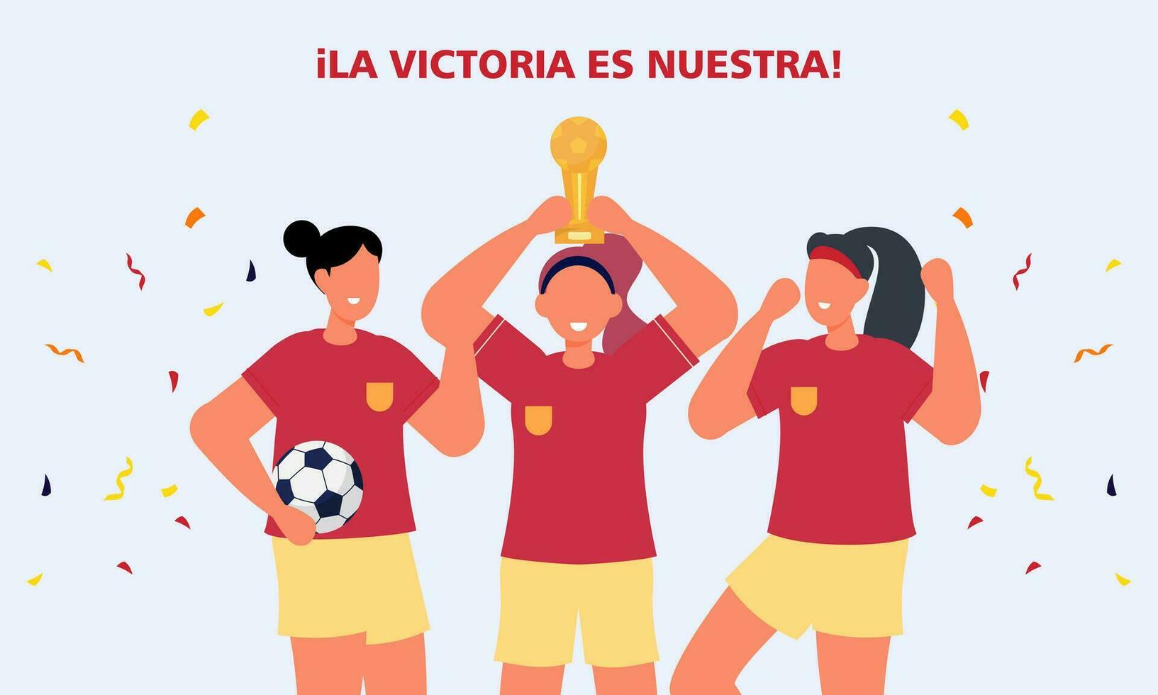 espanhol futebol jogadoras a comemorar seus vitória às a mundo copo ilustração vetor