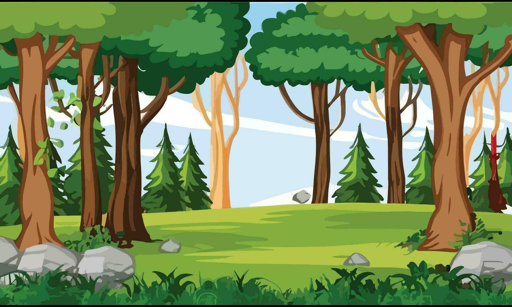 cena da floresta com várias árvores da floresta vetor