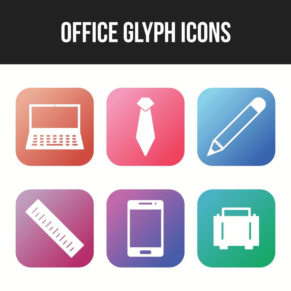 conjunto de ícones exclusivos de ícones de vetor glifo de escritório
