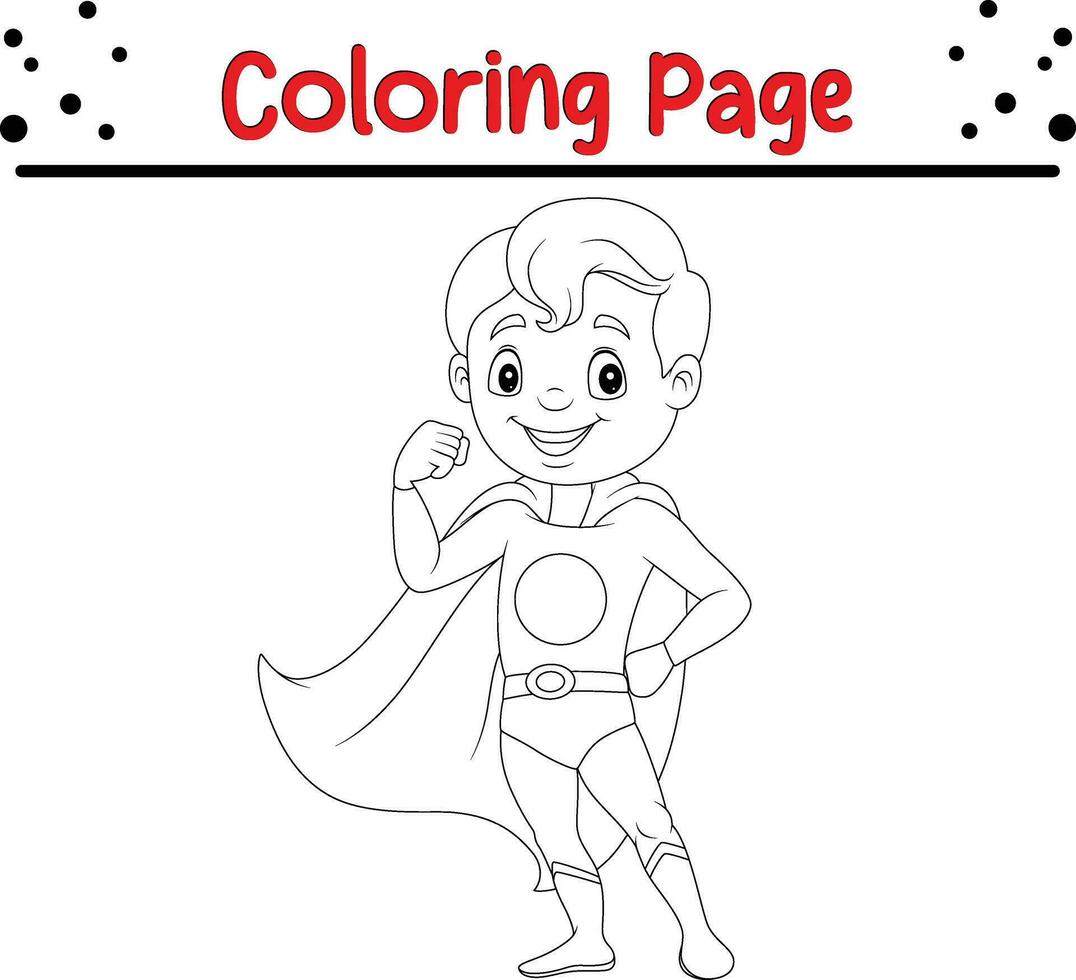 coloração página fofa Super heroi Garoto vetor