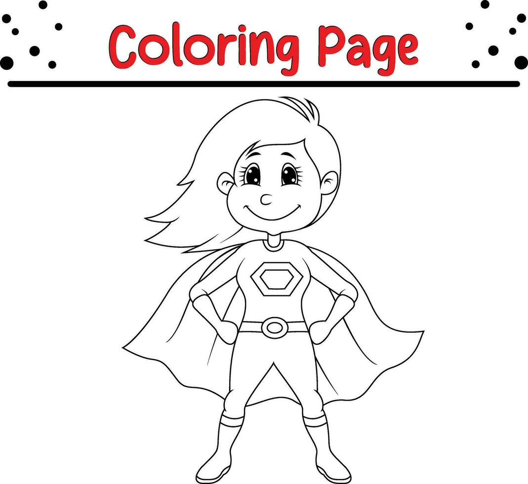 coloração página Super heroi menina vetor