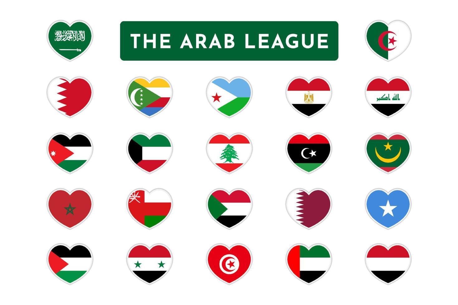conjunto do desenho da bandeira da liga árabe vetor