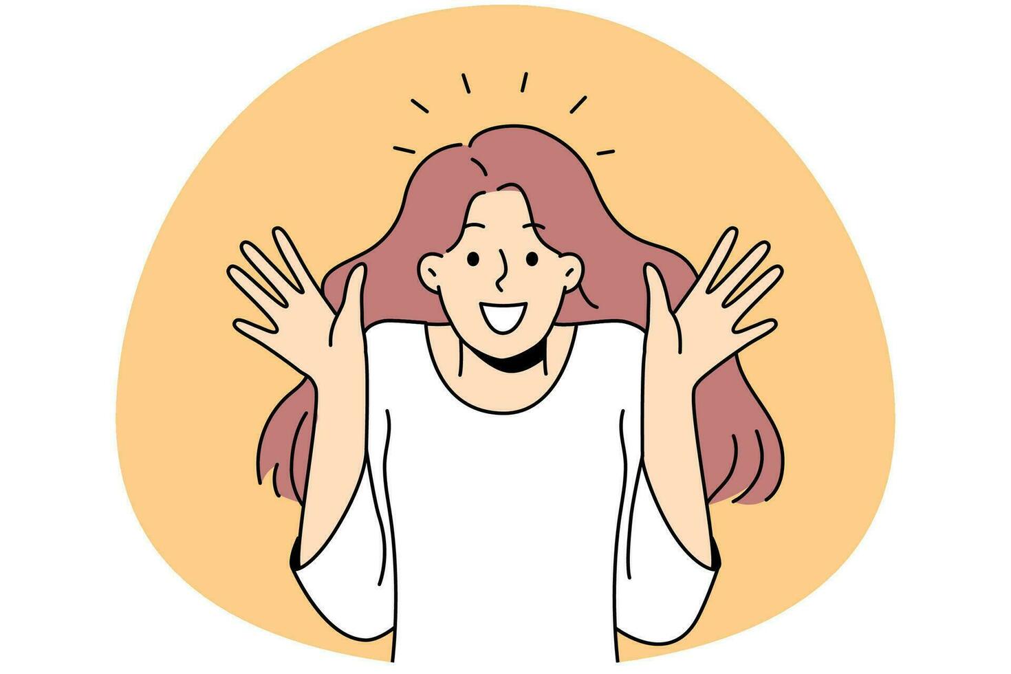 jovem muito feliz se sente atônita e surpresa. garota sorridente se sentindo chocada e atordoada com as emoções. ilustração vetorial. vetor