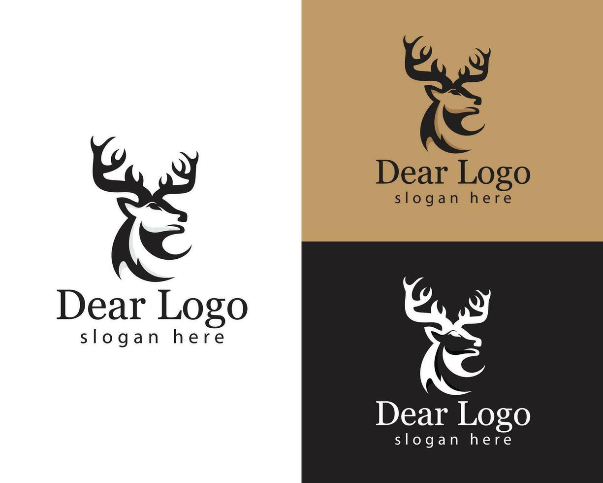 veado logotipo criativo animal cabeça logotipo Preto vetor desenhando arte