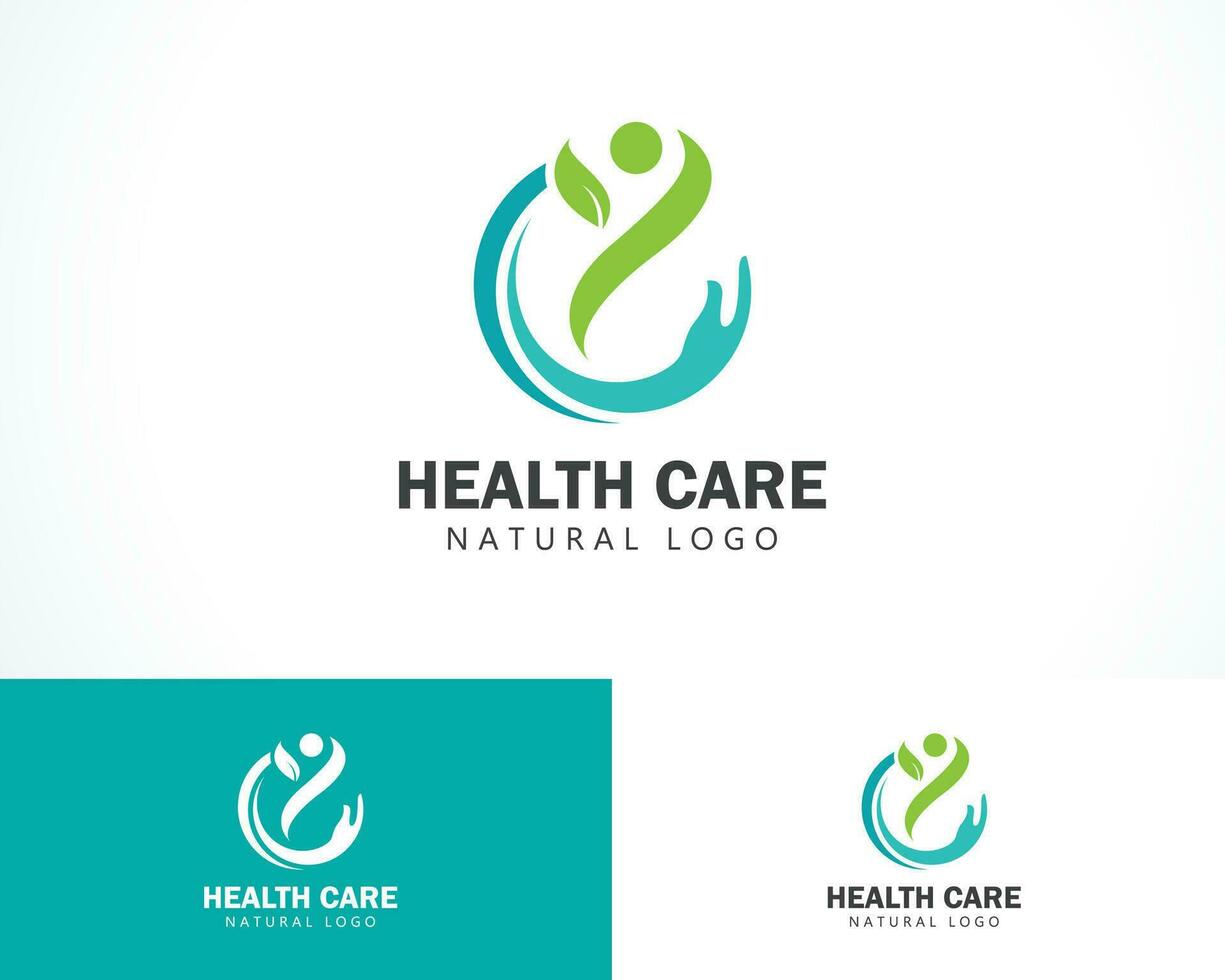 saúde Cuidado logotipo criativo pessoas natureza clínica hospital emblema círculo vetor