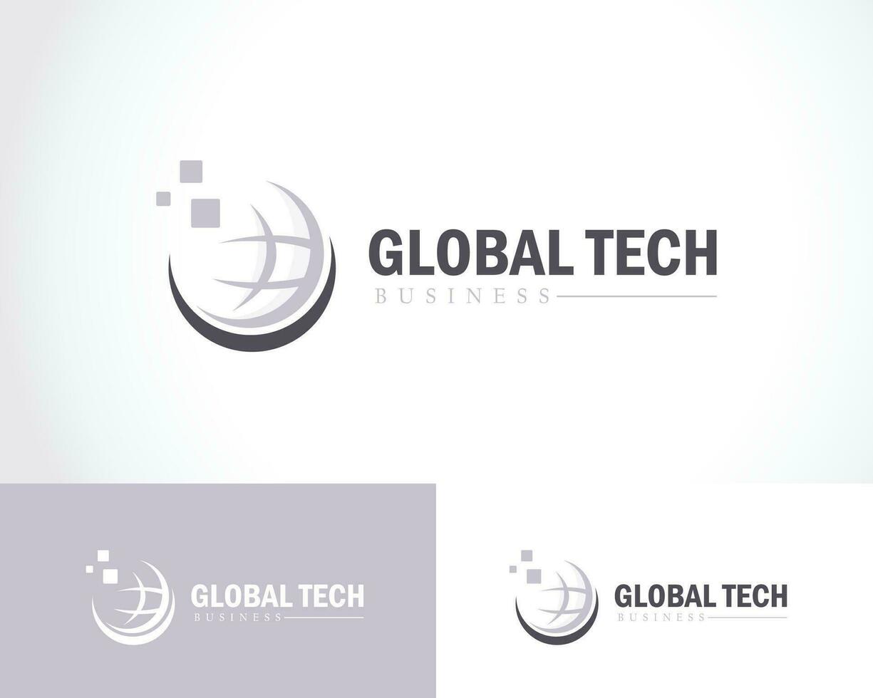 global tecnologia logotipo criativo pixel mundo conectar dados Projeto modelo o negócio vetor