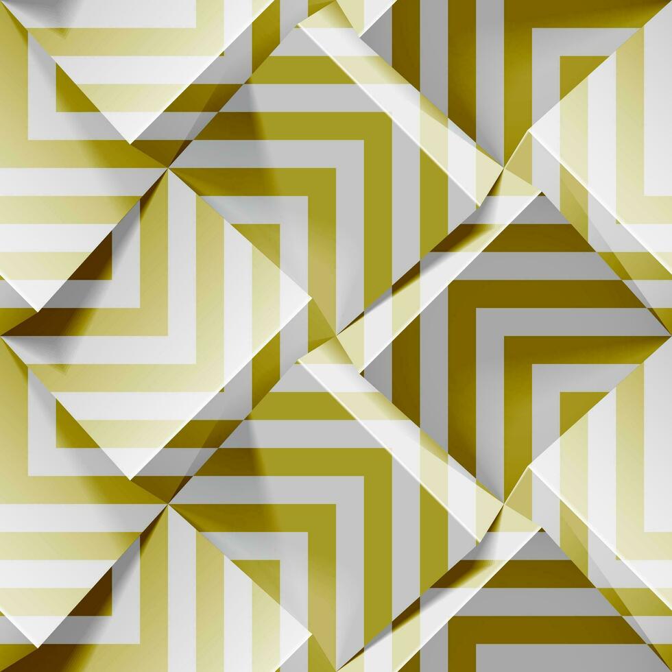 luz desatado geométrico padronizar. realista 3d cubos com dourado tiras. vetor modelo para papeis de parede, têxtil, tecido, invólucro papel, fundos. abstrato textura com volume expulsar efeito.