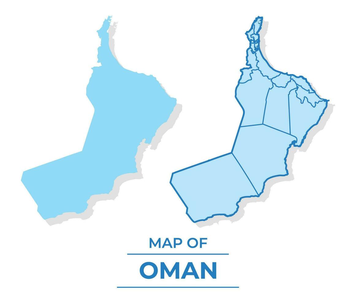 vetor Omã mapa conjunto simples plano e esboço estilo ilustração