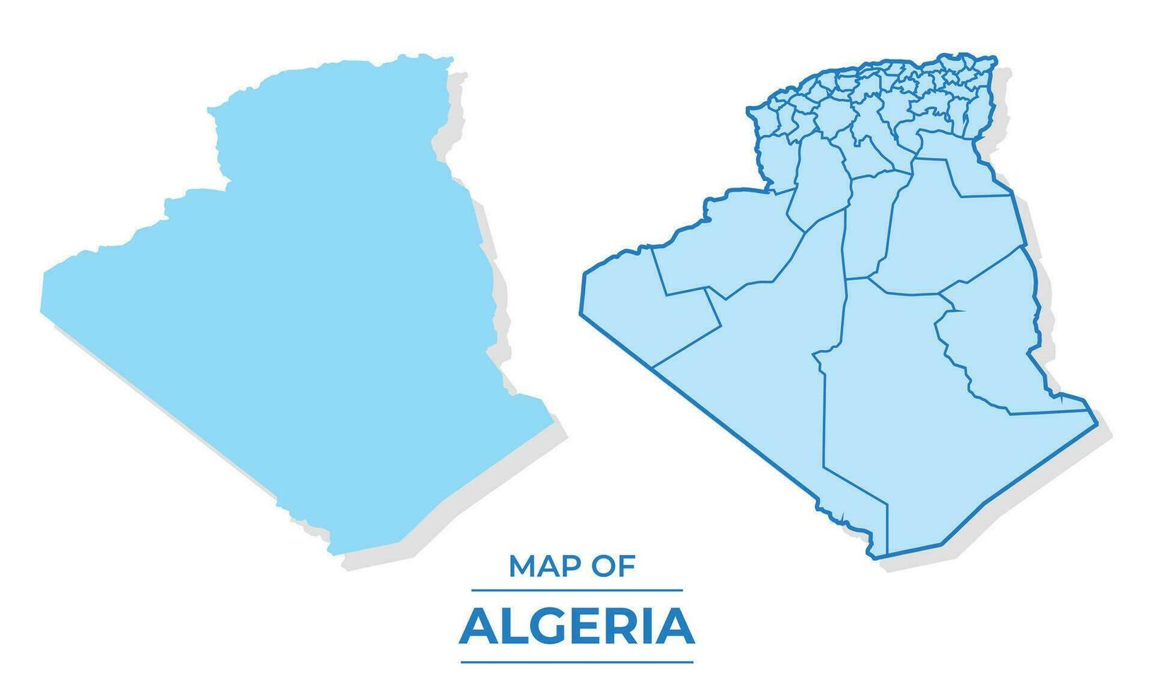 vetor Argélia mapa conjunto simples plano e esboço estilo ilustração