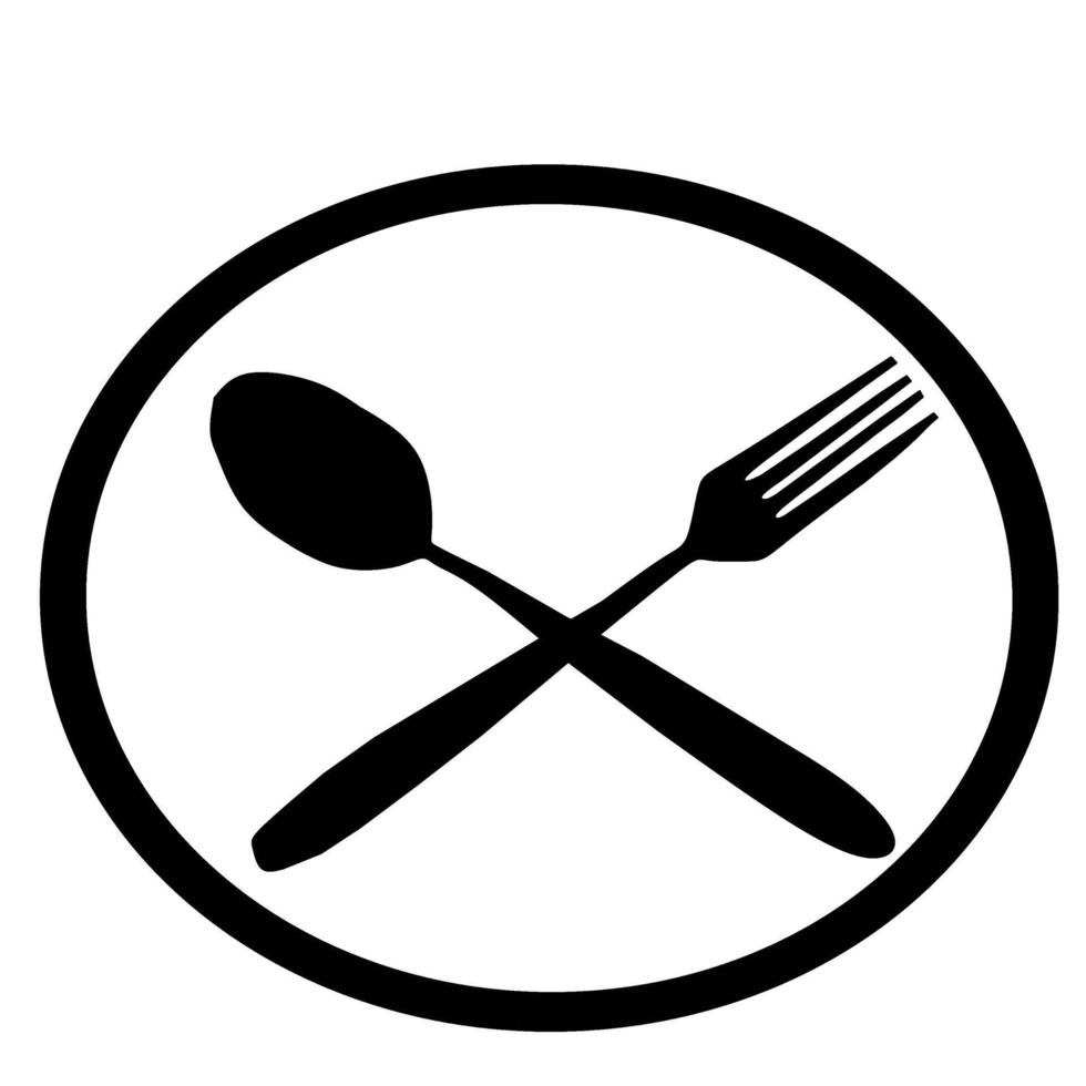 uma ilustração em vetor colher e garfo pretos para uma empresa de alimentos