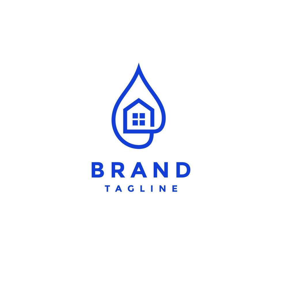 simples casa ícone dentro água símbolo logotipo Projeto. água solta símbolo com casa ícone logotipo Projeto dentro. vetor