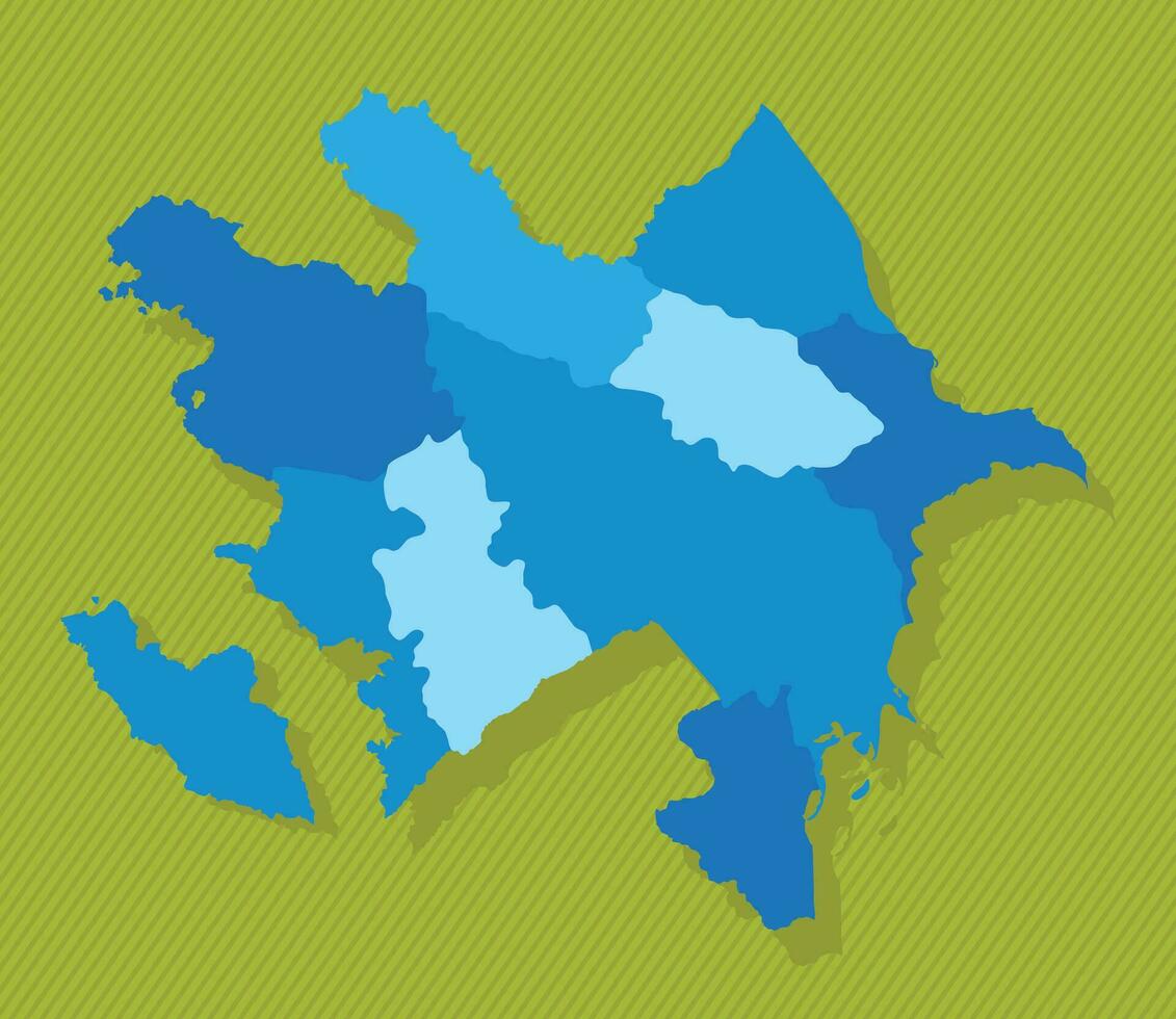 Azerbaijão mapa com regiões azul político mapa verde fundo vetor ilustração