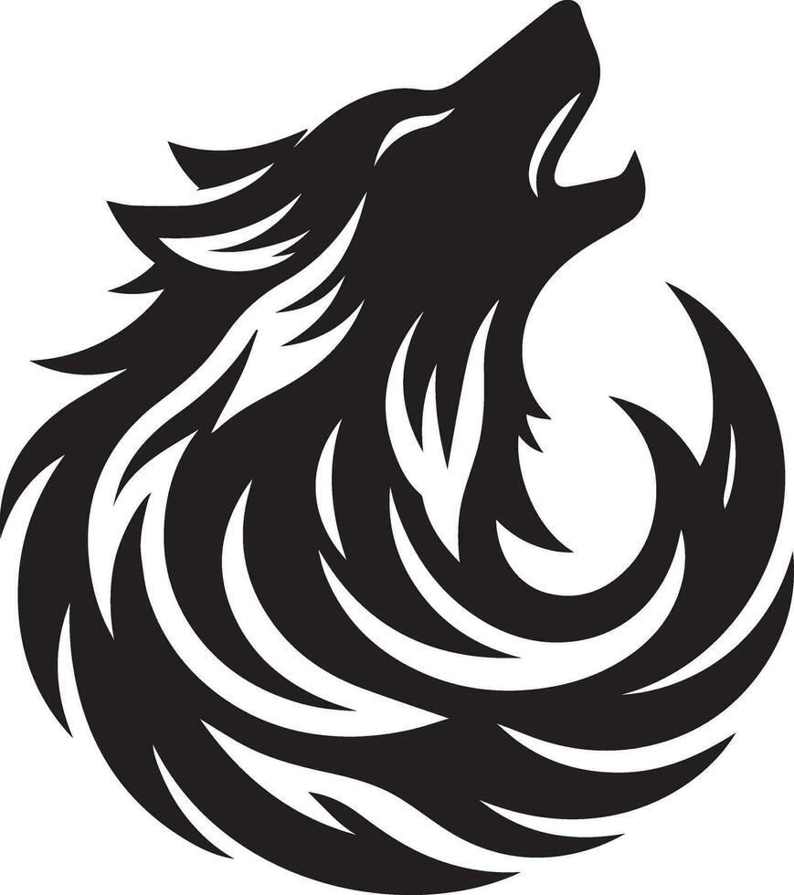 Lobo uivando emblema logotipo vetor silhueta, Preto cor silhueta, branco fundo 16