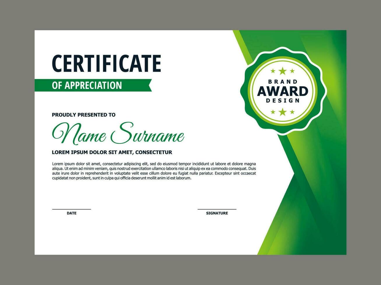 certificado modelo com verde abstrato elemento vetor