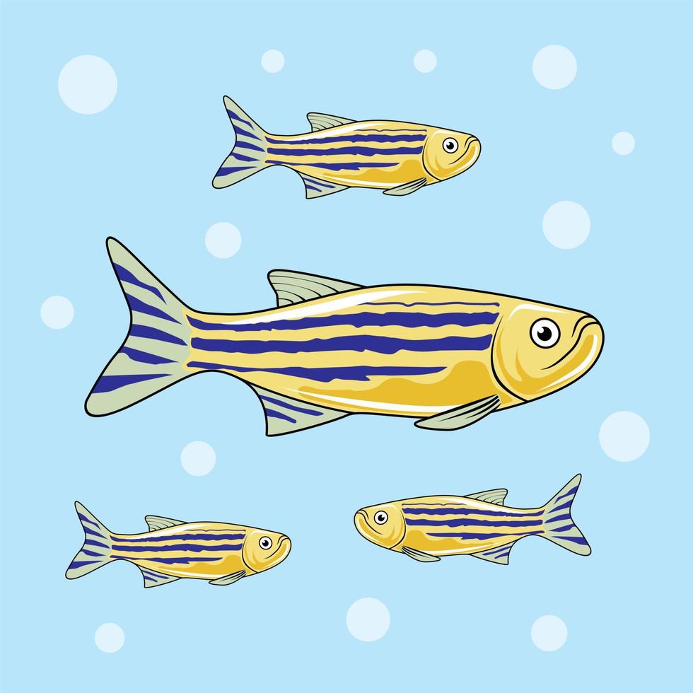 ilustrações de desenhos animados de peixes zebra vetor