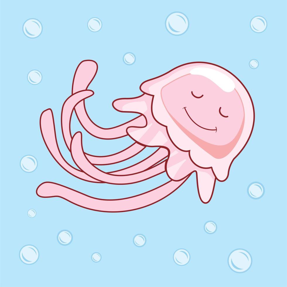 ilustrações fofas de desenhos animados de medusas vetor