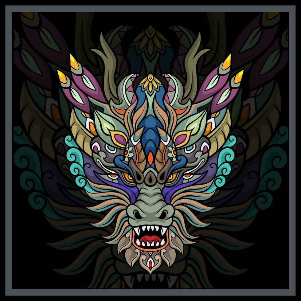 colorida Dragão animal mandala artes. vetor