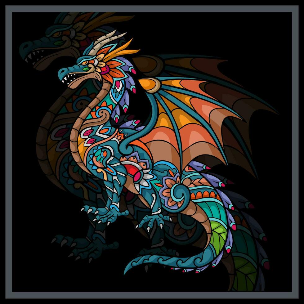 colorida Dragão animal mandala artes. vetor