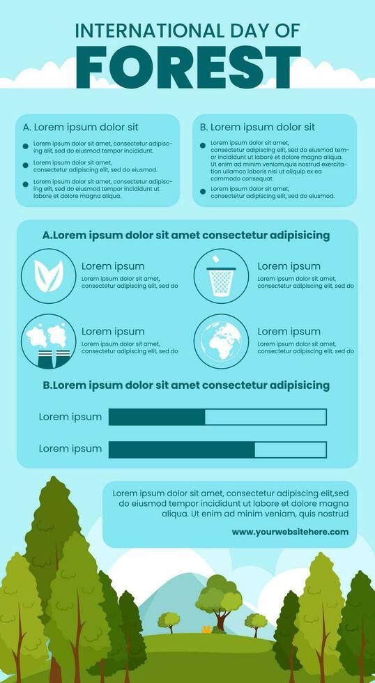 floresta dia infográfico plano desenho animado mão desenhado modelos fundo ilustração vetor