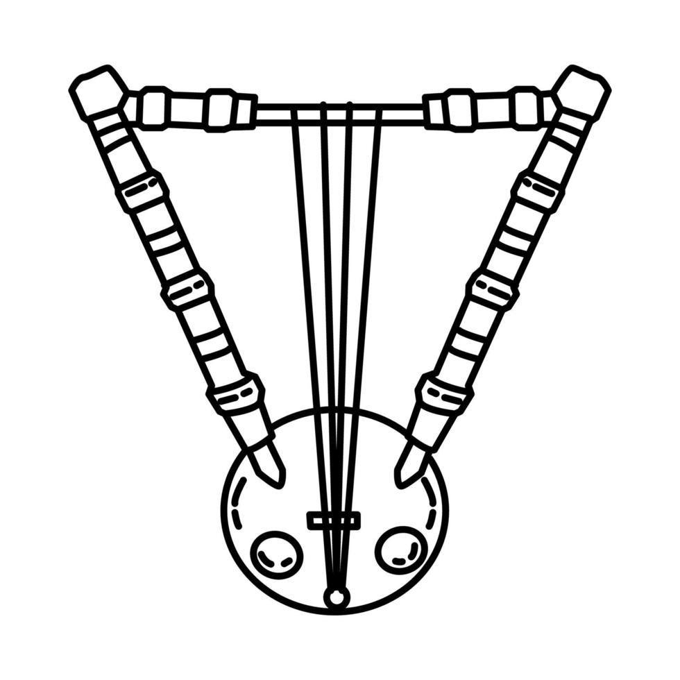 ícone do povo tambura do Sudão. doodle desenhado à mão ou estilo de ícone de contorno vetor