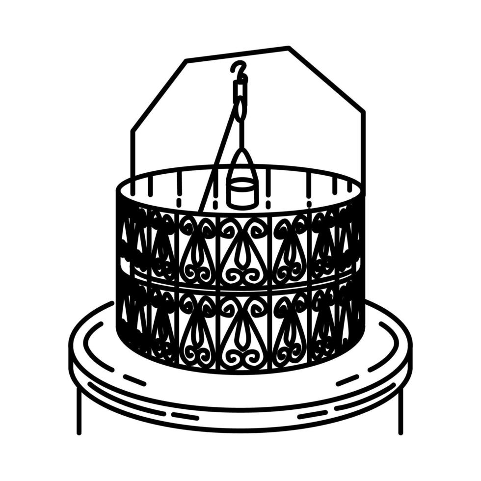 ícone do poço zamzam. doodle desenhado à mão ou estilo de ícone de contorno vetor