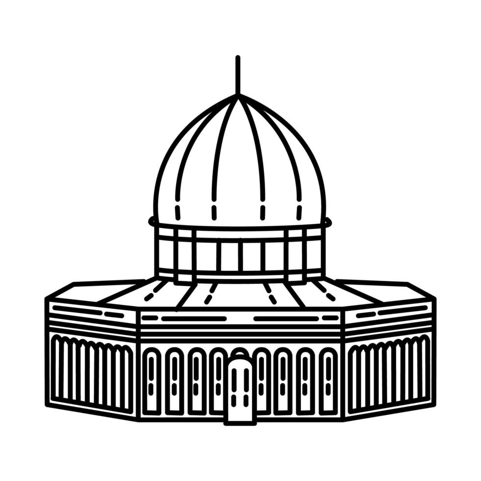 ícone da mesquita de al aqsa. doodle desenhado à mão ou estilo de ícone de contorno vetor