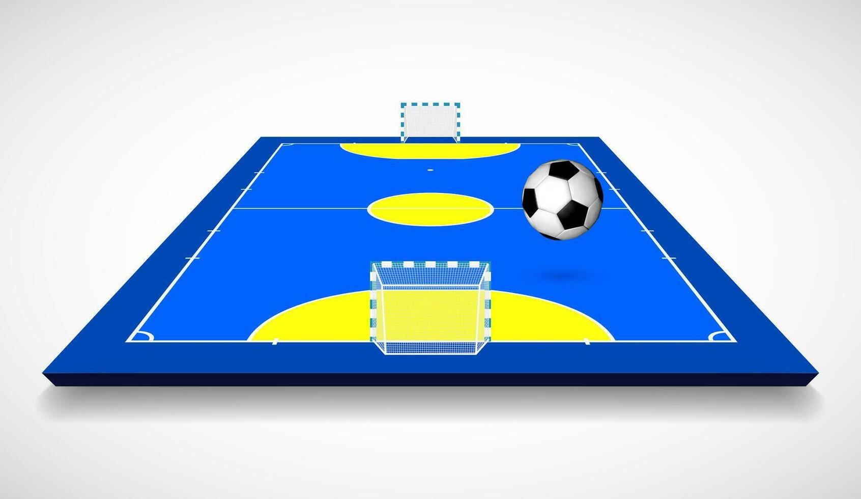 futsal quadra ou campo com bola perspectiva Visão vetor ilustração