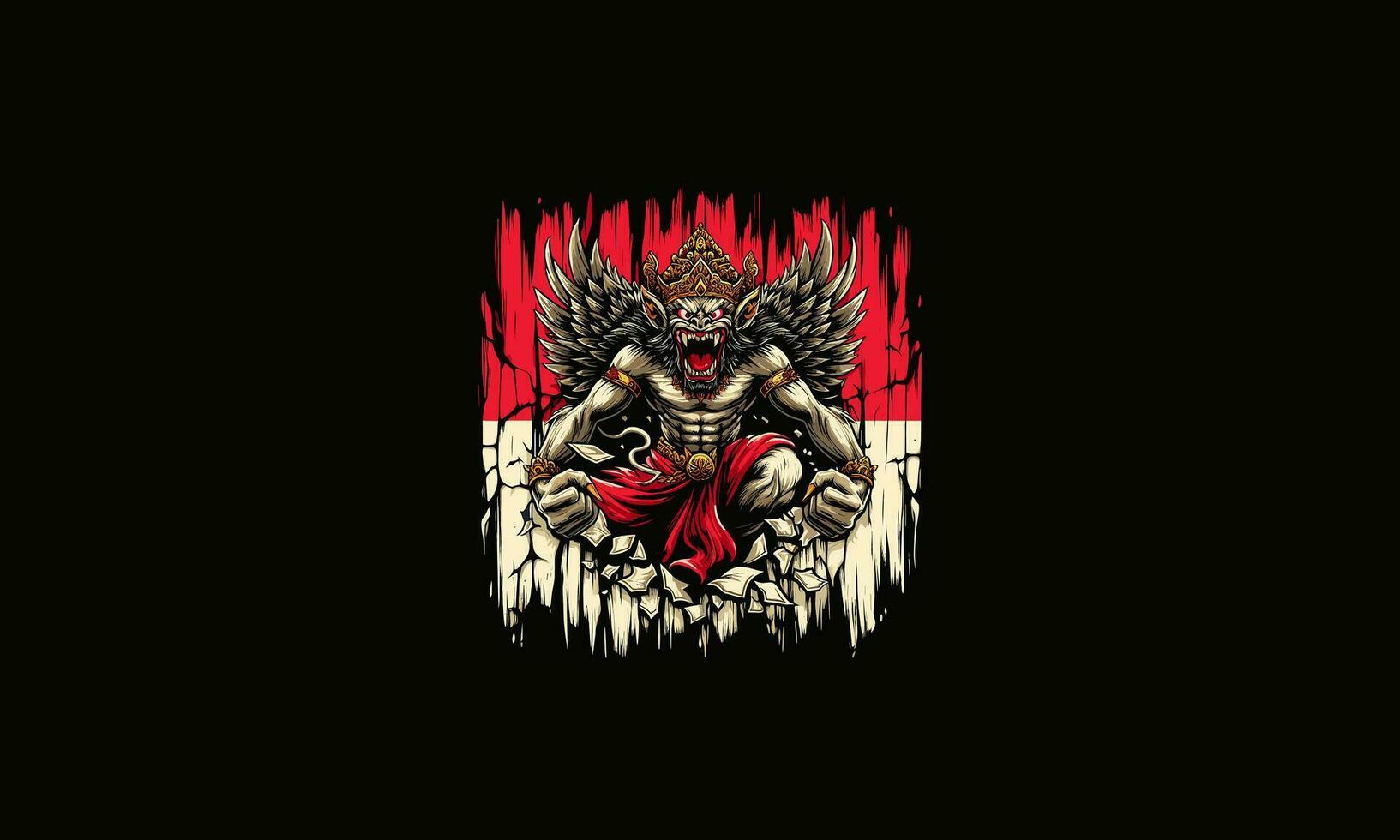 barong Bravo com bandeira Indonésia vetor obra de arte Projeto