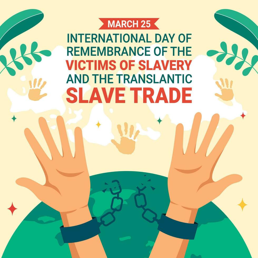lembrança do a vítimas do escravidão e a transatlântico escravo comércio dia social meios de comunicação ilustração plano desenho animado mão desenhado modelos fundo vetor