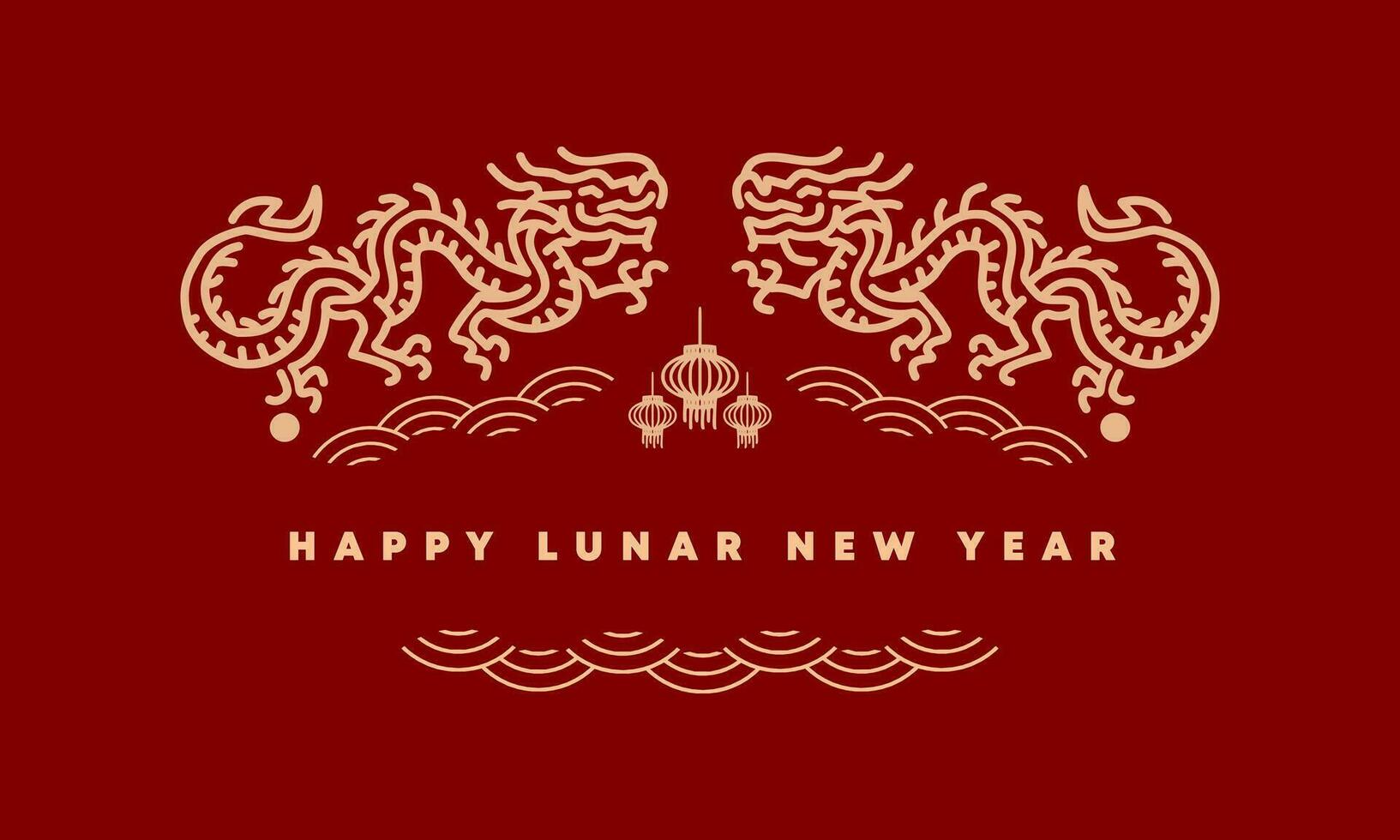 feliz chinês ou lunar Novo ano cumprimento do ano do Dragão, enfeite para imlek fundo bandeira vetor