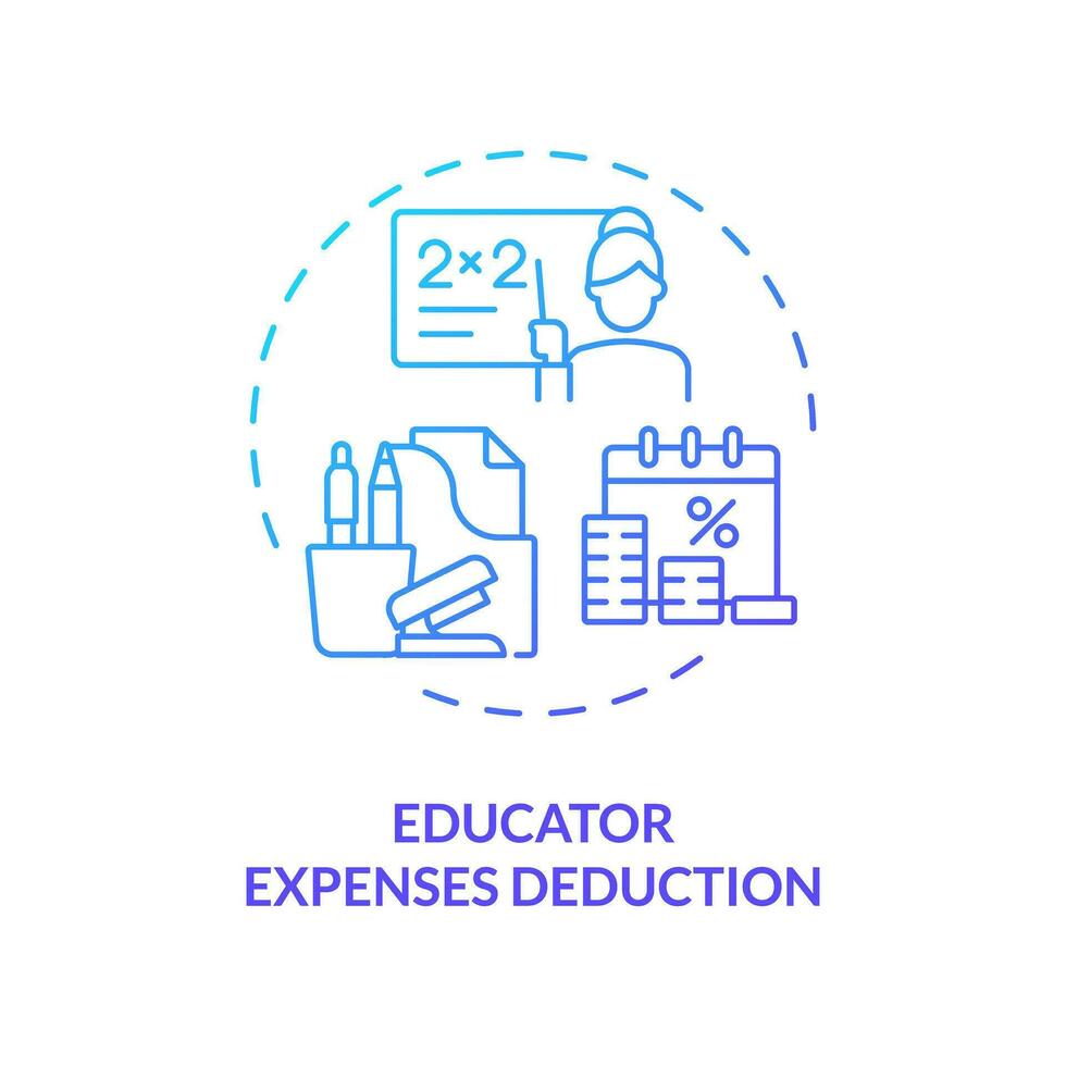 educador despesas dedução azul gradiente conceito ícone. imposto cortar para professores. imposto alívio. financeiro beneficiar. volta forma linha ilustração. abstrato ideia. gráfico Projeto. fácil para usar dentro artigo vetor