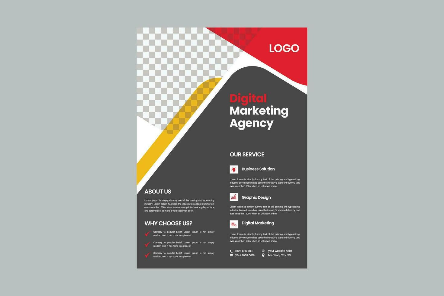 corporativo negócios, digital marketing agência folheto folheto projeto, cobrir moderno disposição, anual relatório, poster, folheto dentro a4 modelo vetor