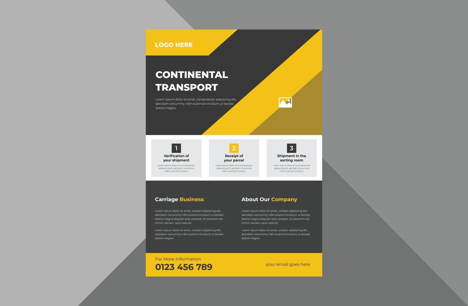 modelo de design de folheto de transporte. design de folheto de serviço de transporte empresarial. modelo a4, design de brochura, capa, folheto, cartaz, pronto para impressão vetor