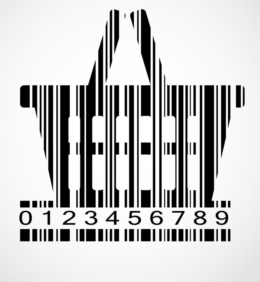 ilustração em vetor imagem carrinho de compras com código de barras