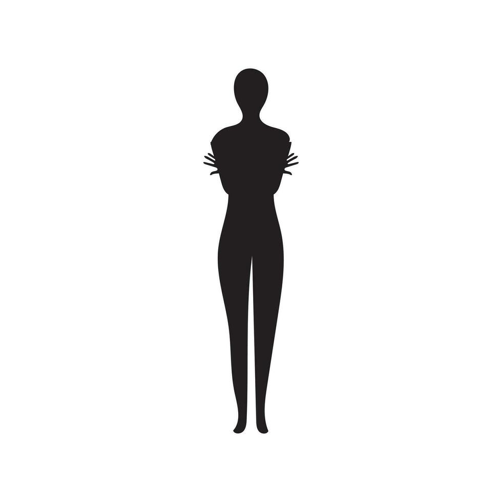 humano cheio corpo ícone ilustrações . Preto silhuetas do homens e mulheres em uma branco fundo. masculino e fêmea gênero. figura do humano corpo. vetor