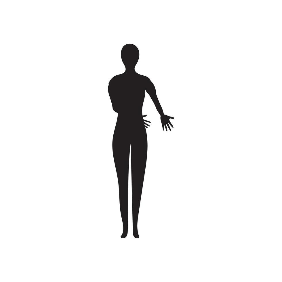 humano cheio corpo ícone ilustrações . Preto silhuetas do homens e mulheres em uma branco fundo. masculino e fêmea gênero. figura do humano corpo. vetor