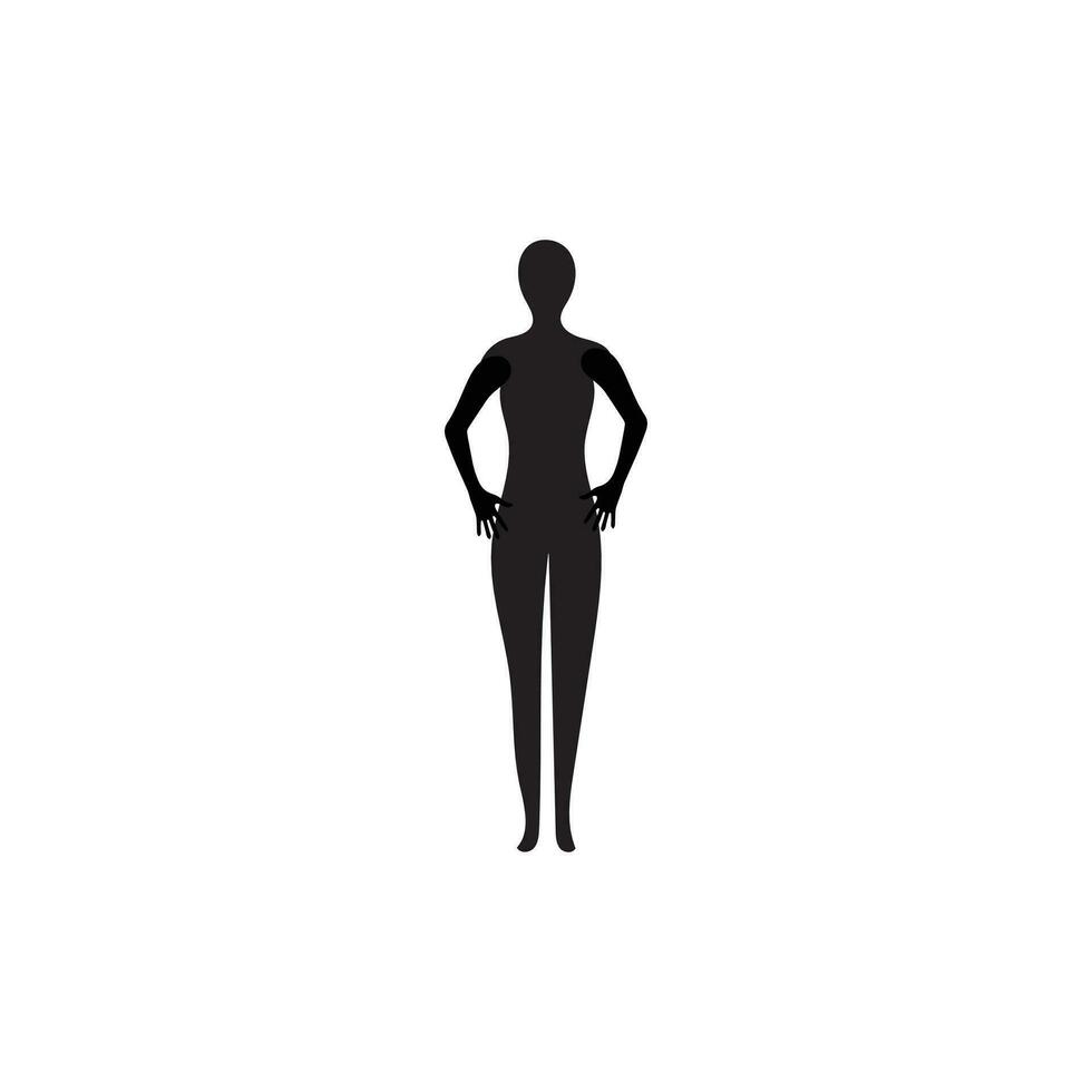 humano cheio corpo ícone ilustrações . Preto silhuetas do homens e mulheres em uma branco fundo. masculino e fêmea gênero. figura do humano corpo. vetor