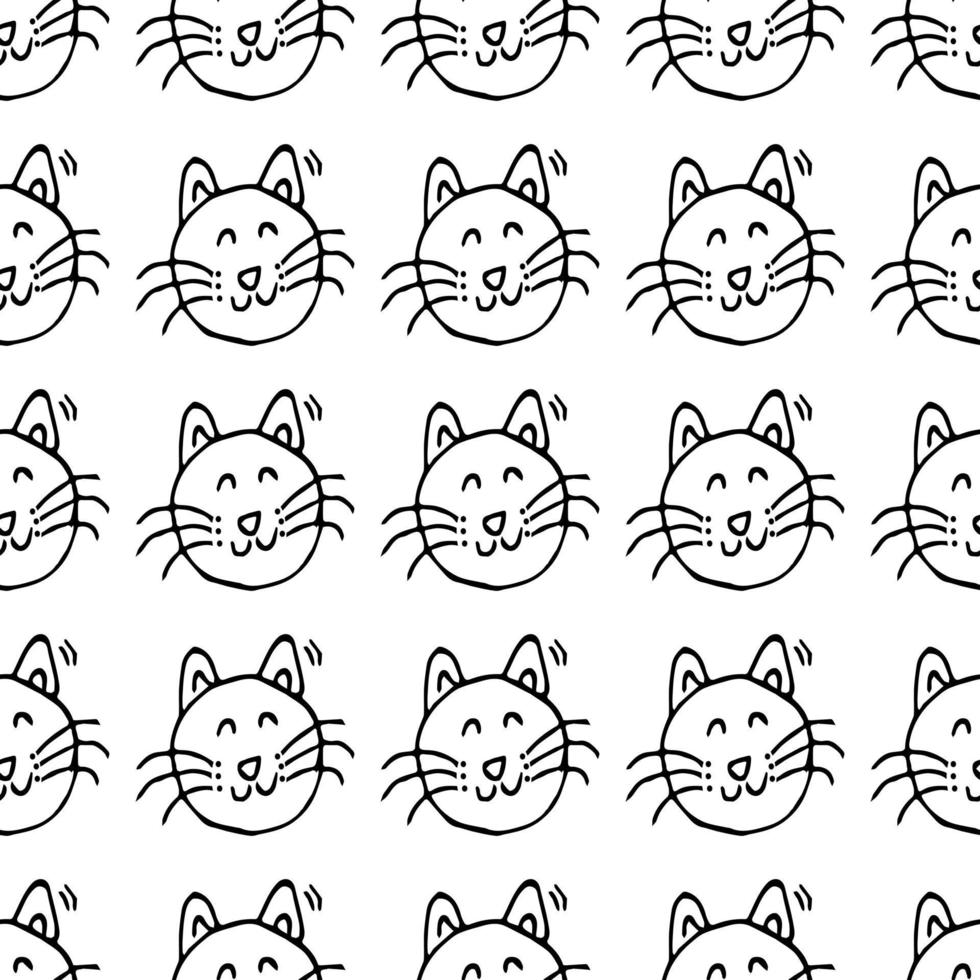 padrão de vetor sem costura com gatos. doodle vetor com gatos em fundo branco. padrão vintage com ícones de gatos, fundo de elementos doces para seu projeto