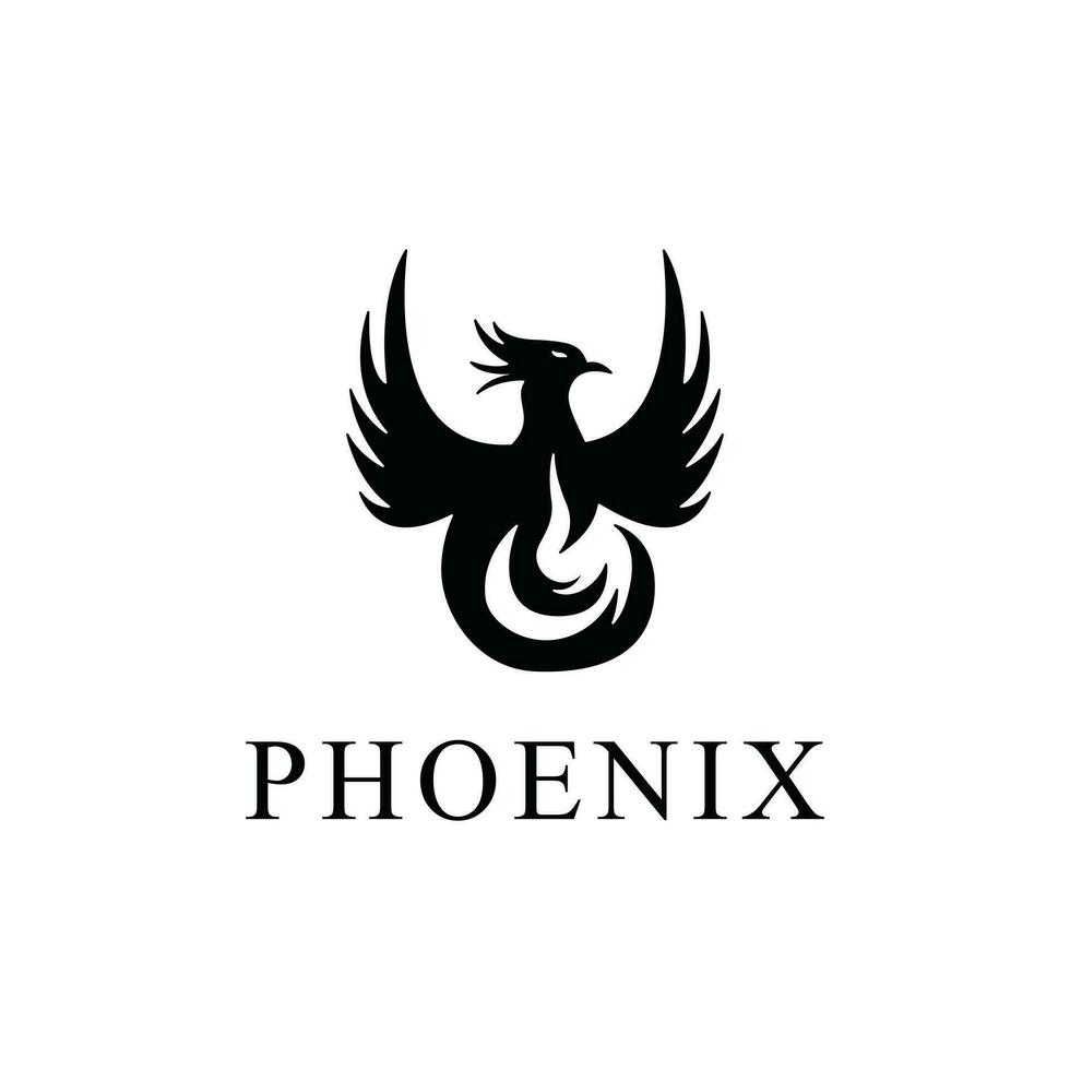 Preto Fénix silhueta logotipo Projeto vetor modelo