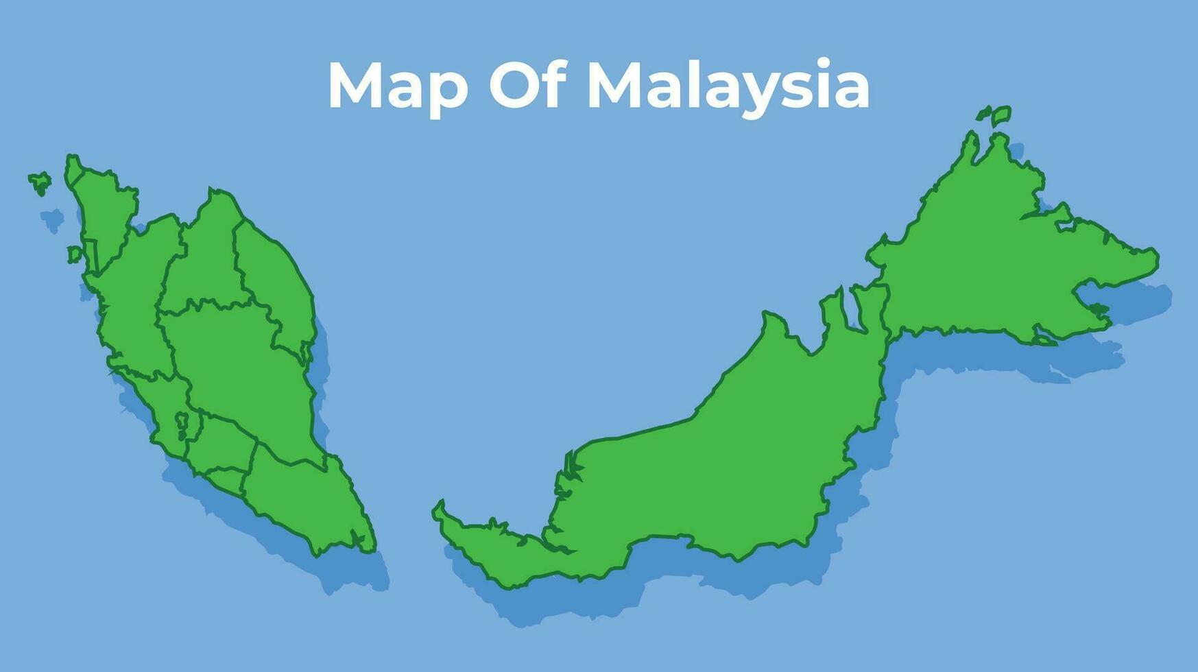 detalhado mapa do Malásia país dentro verde vetor ilustração