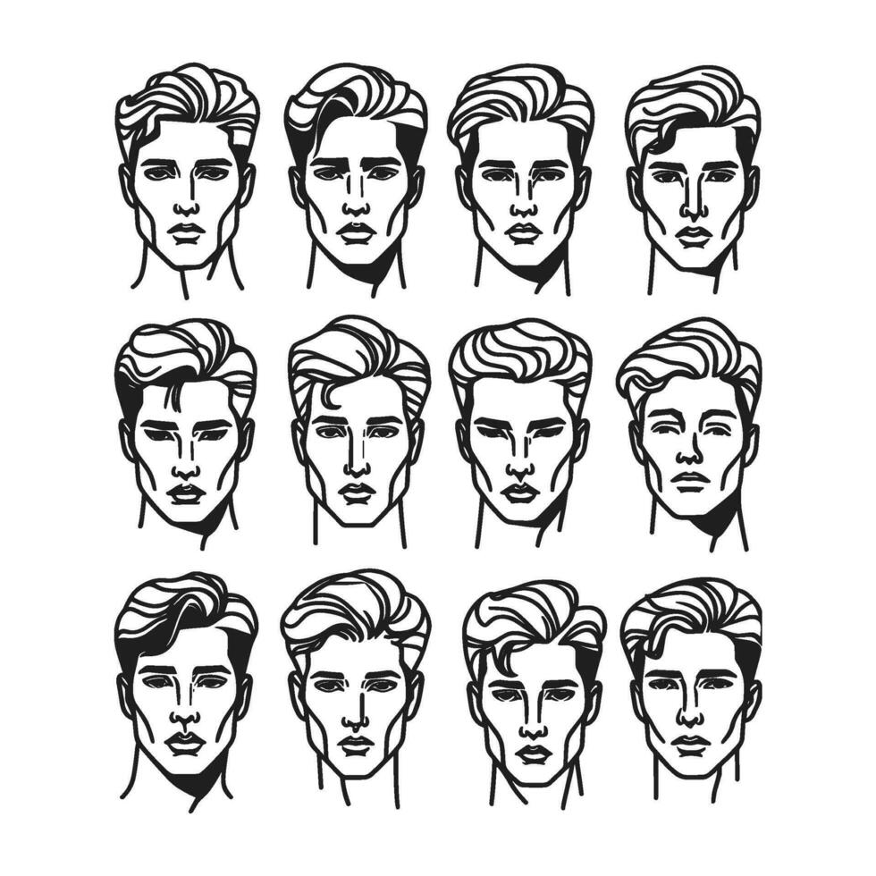 uma vetor ilustração do minimalista facial expressões dentro Preto e branco