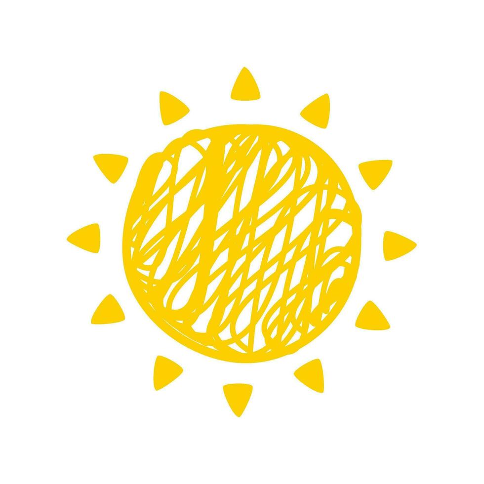 simples mão desenhado desenho animado Sol. manhã clima decorativo elementos para crianças vetor