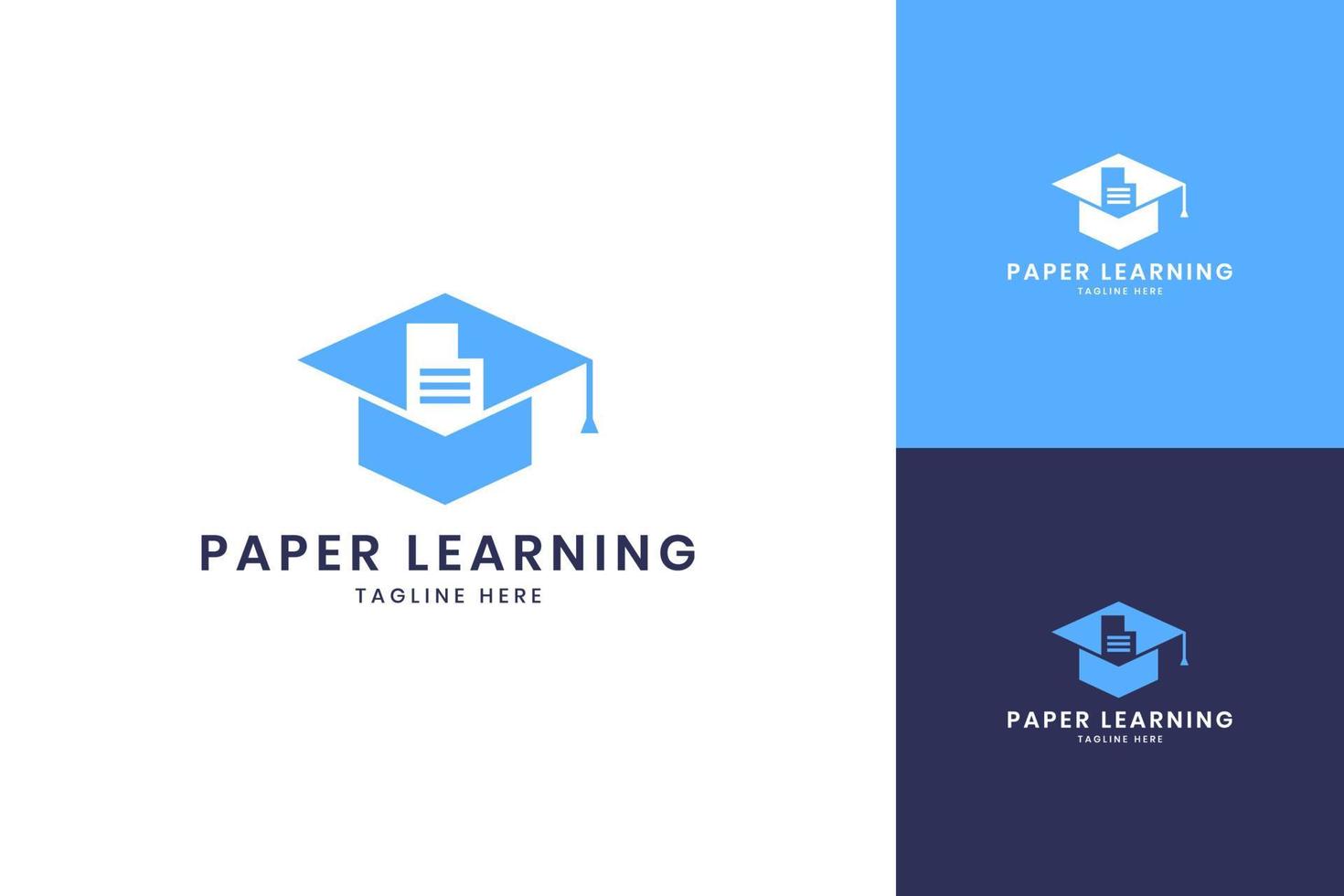 papel aprendizagem design de logotipo de espaço negativo vetor