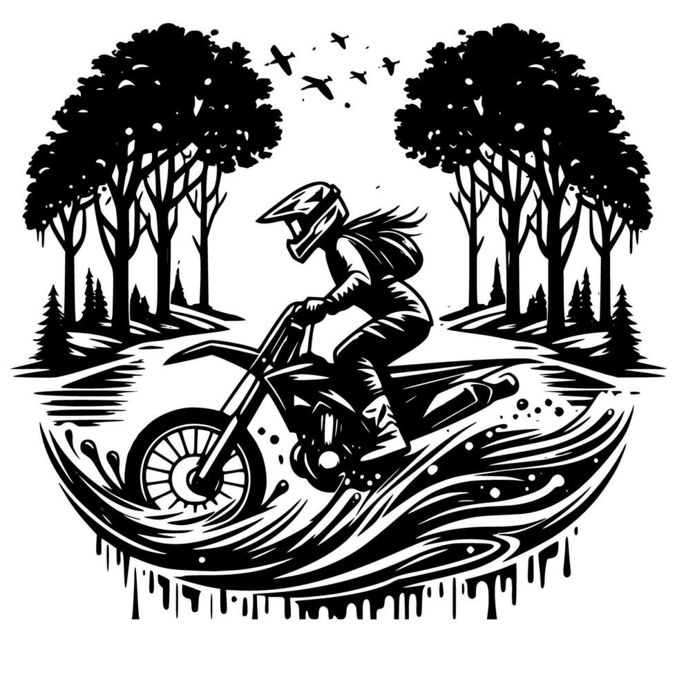 motocross supermoto esporte corrida vintage ilustração arte. logotipo motocross vetor