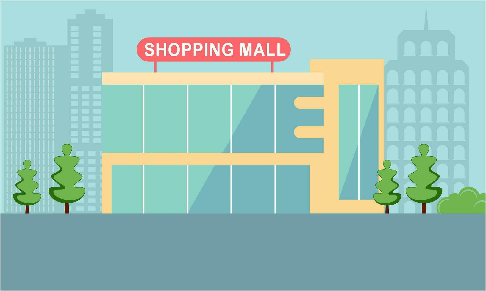 compras Shopping lado de fora composição Shopping construção ilustração vetor