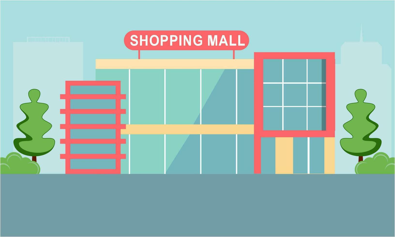 compras Shopping lado de fora composição Shopping construção ilustração vetor