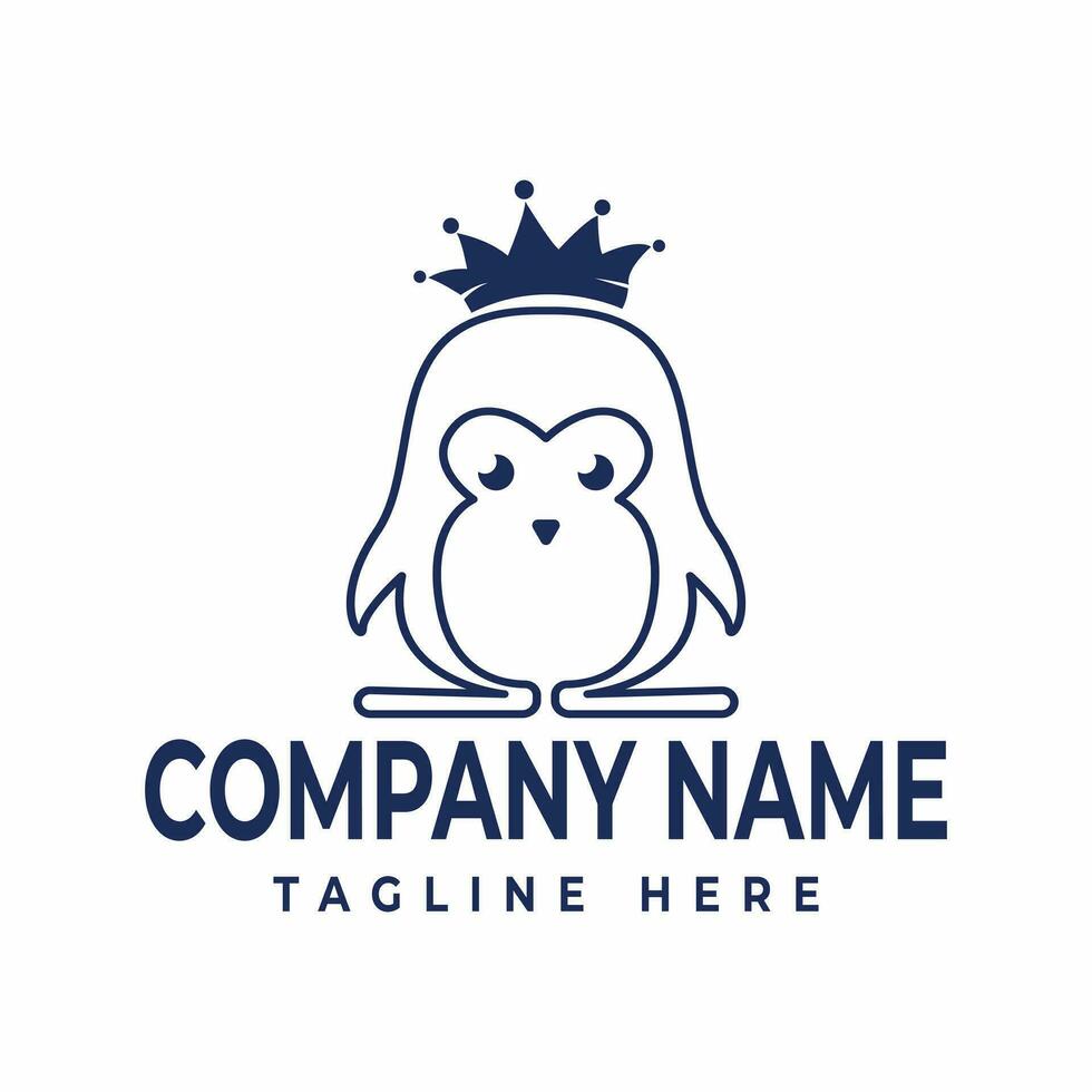 pinguim rei minimalis companhia logotipo vetor