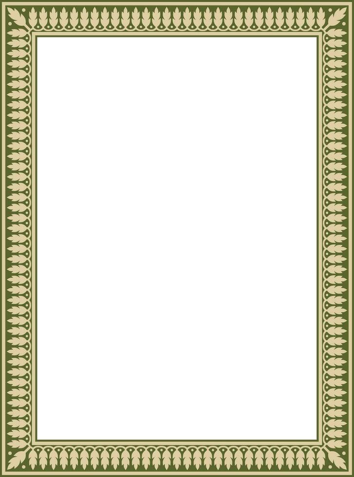 vetor quadrado ouro e verde indiano nacional ornamento. étnico plantar fronteira. flores quadro. papoilas e folhas