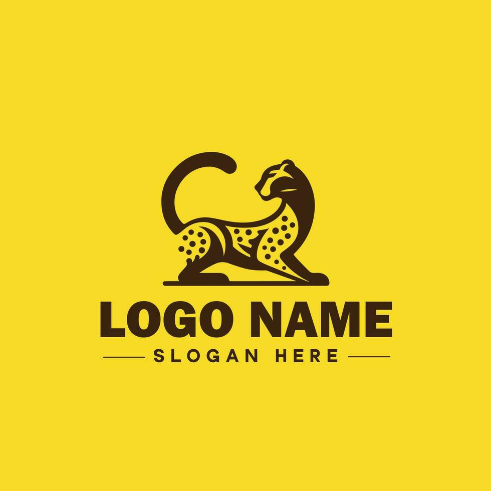 guepardo animal logotipo e ícone limpar \ limpo plano moderno minimalista o negócio e luxo marca logotipo Projeto editável vetor