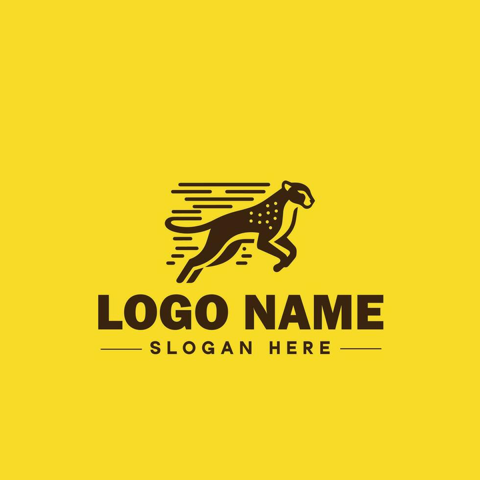 guepardo animal logotipo e ícone limpar \ limpo plano moderno minimalista o negócio e luxo marca logotipo Projeto editável vetor